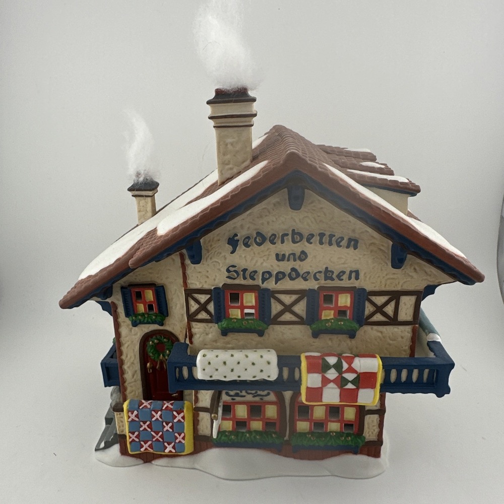Dept 56 Alpine Village Federbetten Und Steppdecken 56176 Lighted Quilt Shop
